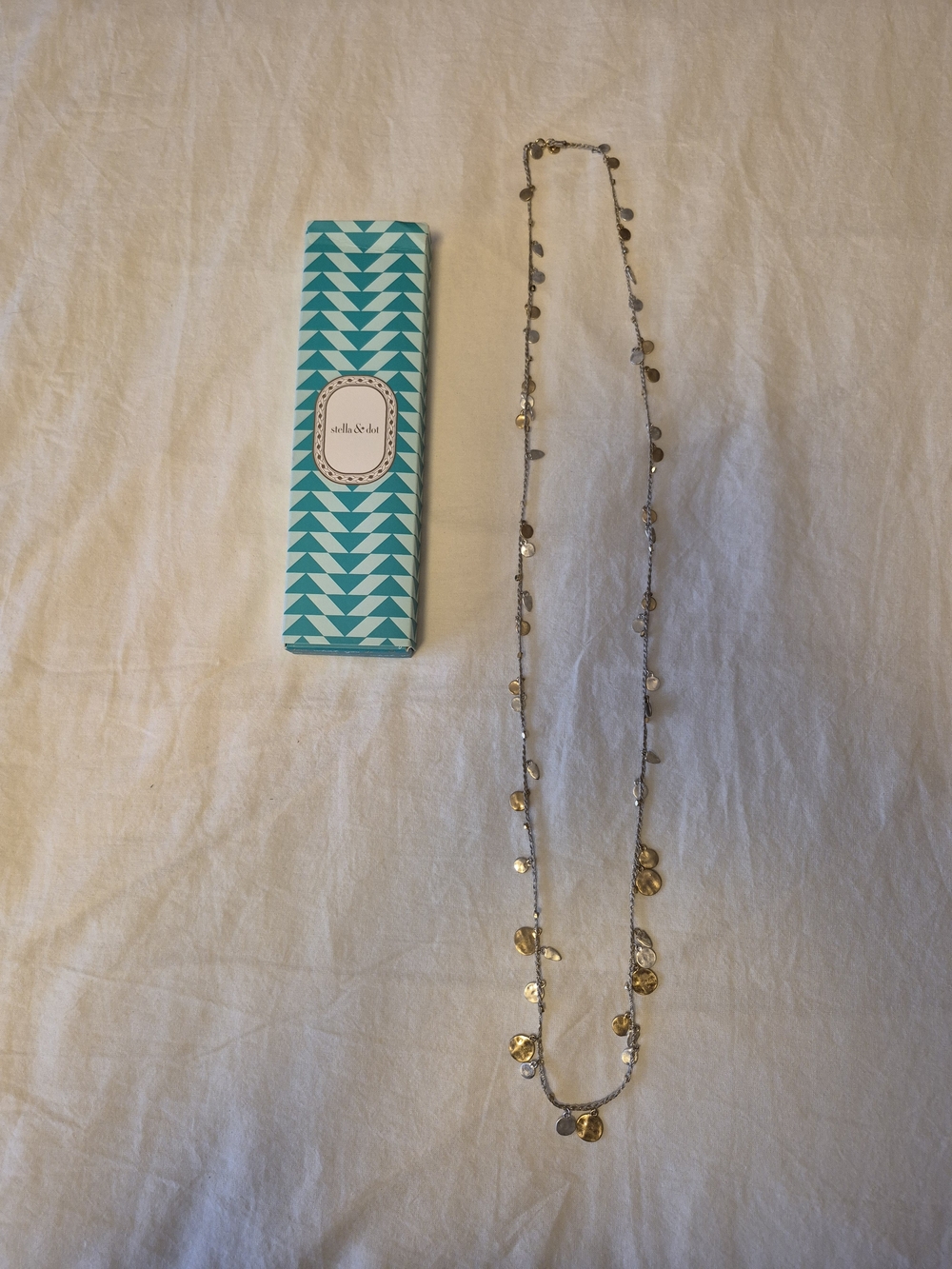 Stella & Dot Gold and Silver Mixed-Metal Disc Station Necklace